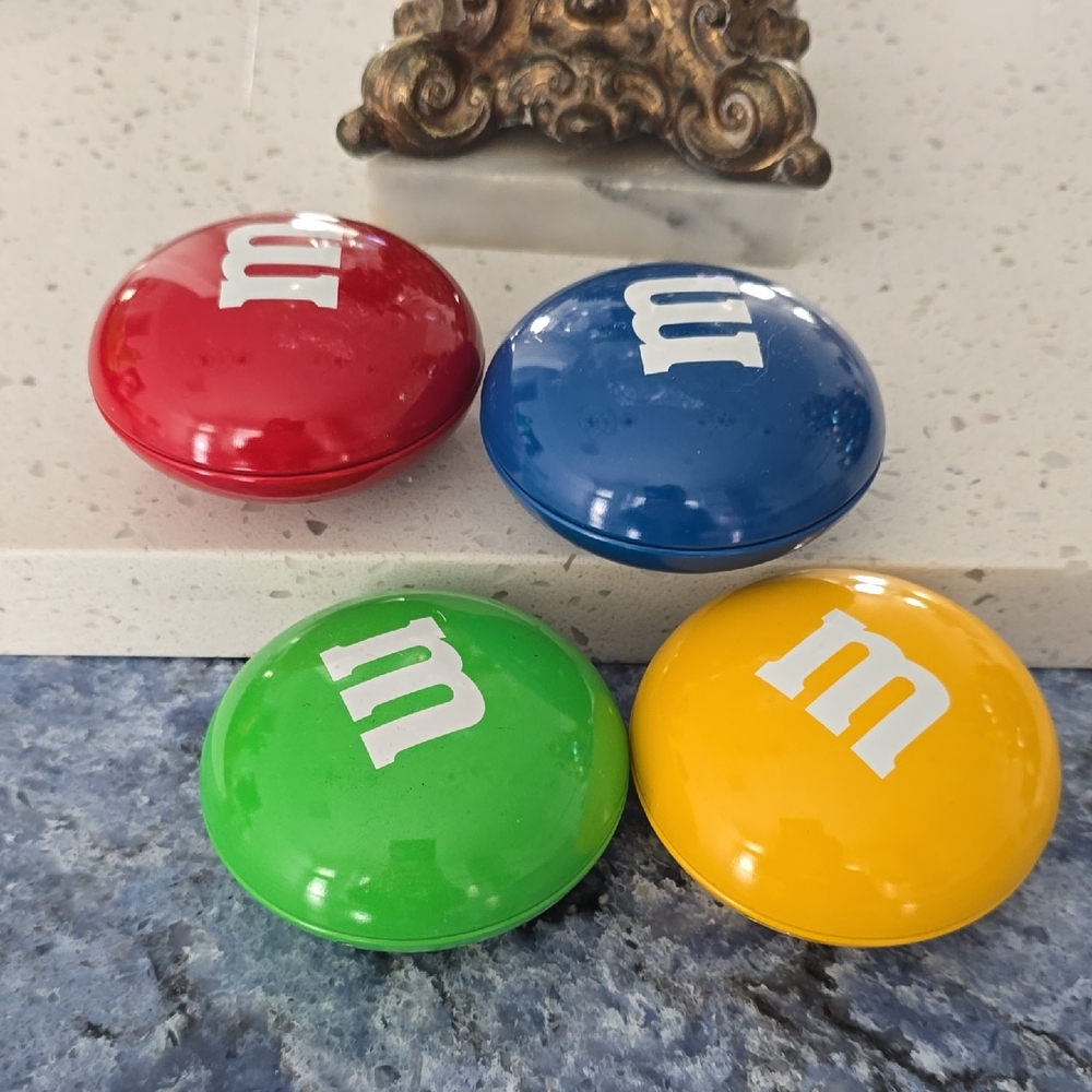 M&M'S Tin Cans Red, Blue, Green, and Yellow Decorative Accents Ornaments